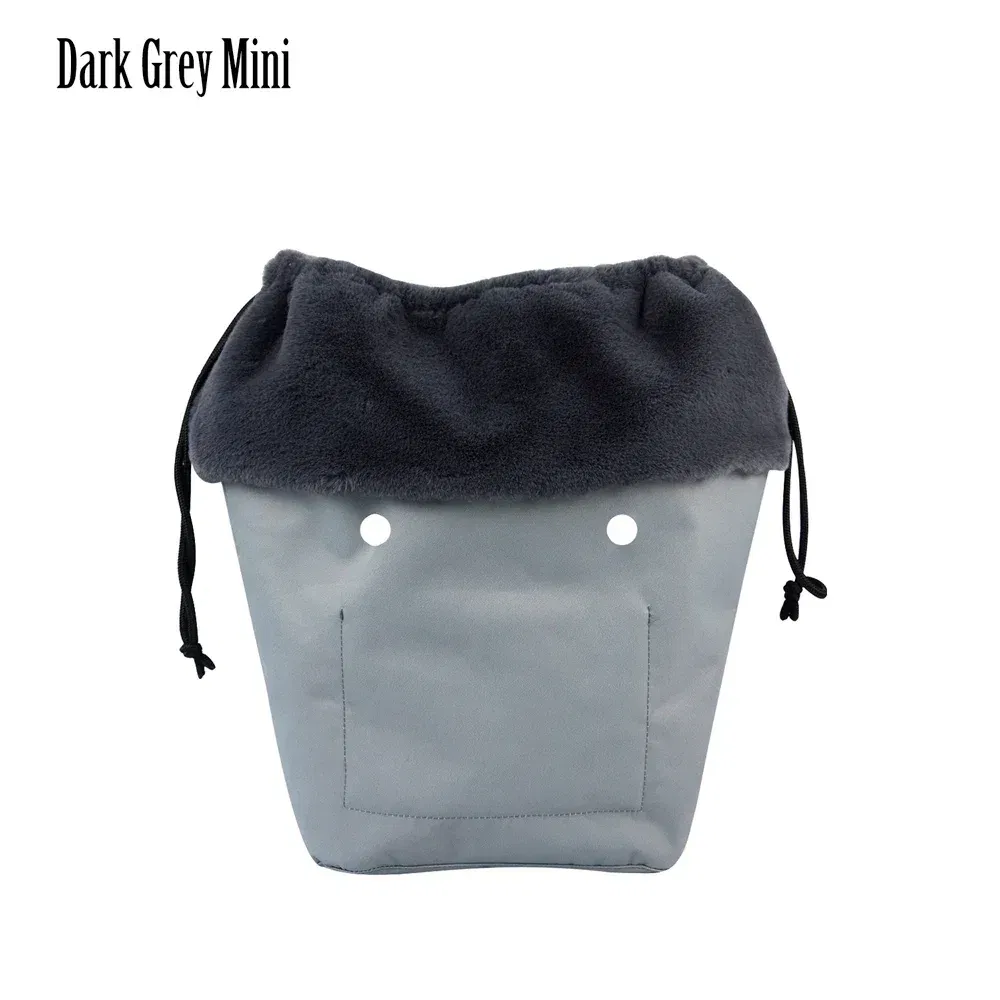 Color: Clear - 2025 Winter O Bag Large Capacity Classic Mini Plush Fur Furry Organizer Top Drawstring Colorful Inner Insert for Obag Winter