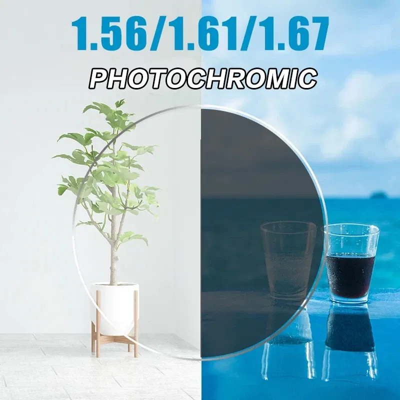 Lenses Color: WHITE, Lens Index: 1.56 - Anti Blue Light Rays Photochromic 1.56 1.61 1.67 Prescription CR-39 Resin Aspheric Glasses Lenses Myopia Hyperopia Reading Lens