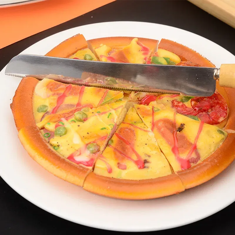 Color: Light Grey - Nature Bamboo Pizza Cake Shovel Triangular Spatula Set Steel Stainless Cheese Slicer Cutter Knife,Butter Knife