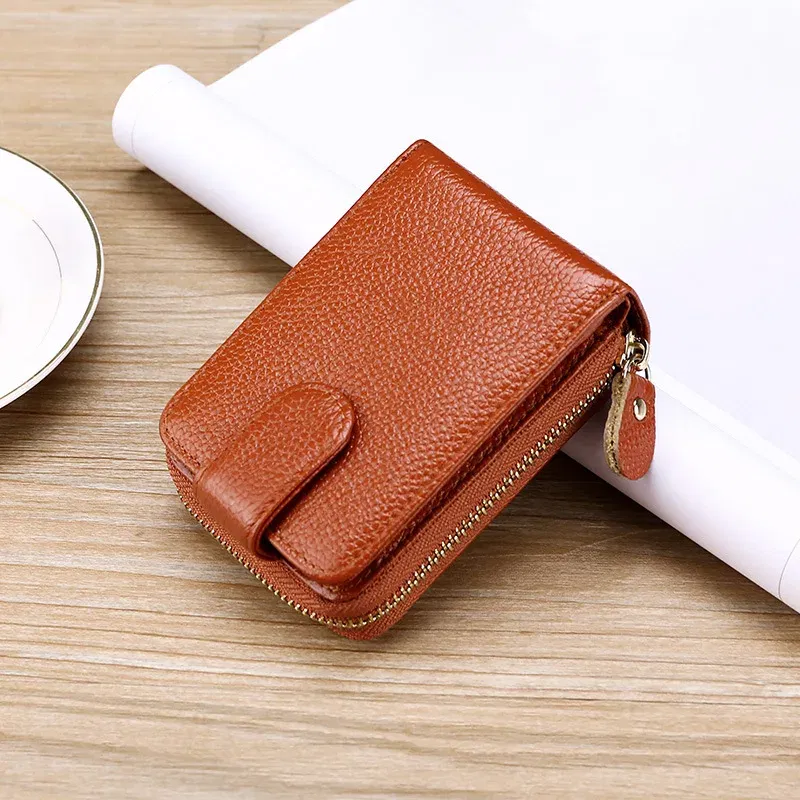 Color: Brown, Ships From: CHINA - Genuine Leather Driver's License ID Card Holder Wallet Male and Female Credit Card Bag Large Capacity Card Case ID Bag