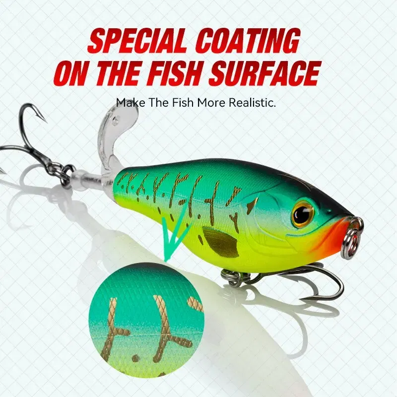 Size: 120mm, Color: Yellow - Kingdom Topwater Propeller Pencil Bait Popper Whopper Plopper 90mm 11g 110mm 17g Artificial Wobblers For Bass Pike Hard Lures