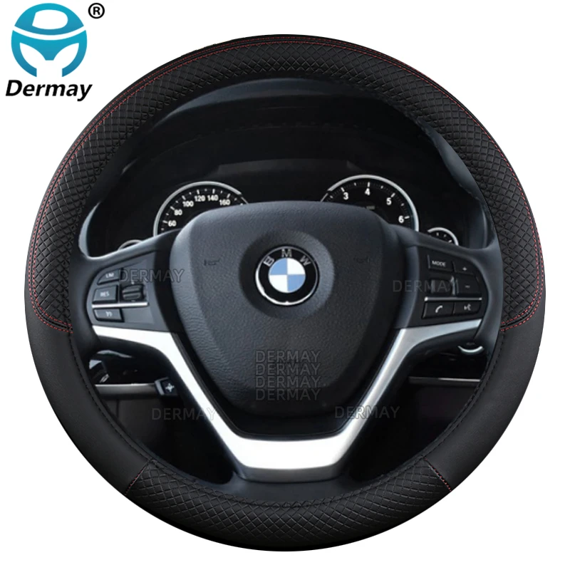 Color Name: Brown - 9 Color Sport Auto Steering Wheel Covers Anti-Slip Leather Car Steering-wheel Cover Car-styling Anti-catch Holder Protor