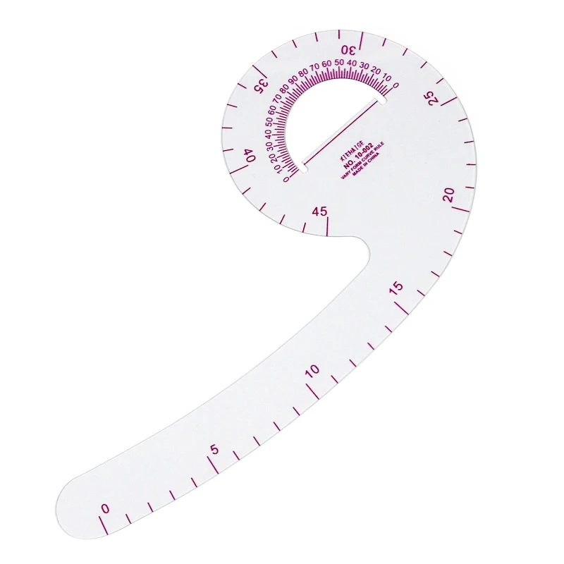 Color: WHITE - Empire sewing ruler and French curve, used for pattern making drafting, transparent plastic fashion designer ruler pieces assemb