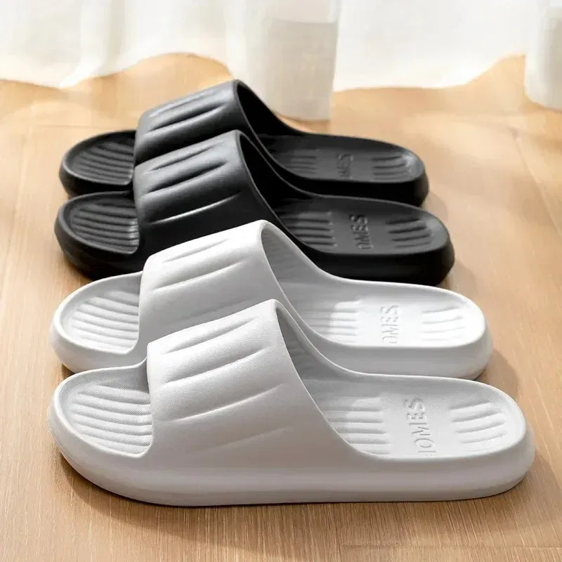 Color: Lavender, Shoe Size: 36 - Home Slippers Women Men Summer Sandals Soft EVA Slides Beach Flip Flops Couples Bathroom Non-slip Shoes