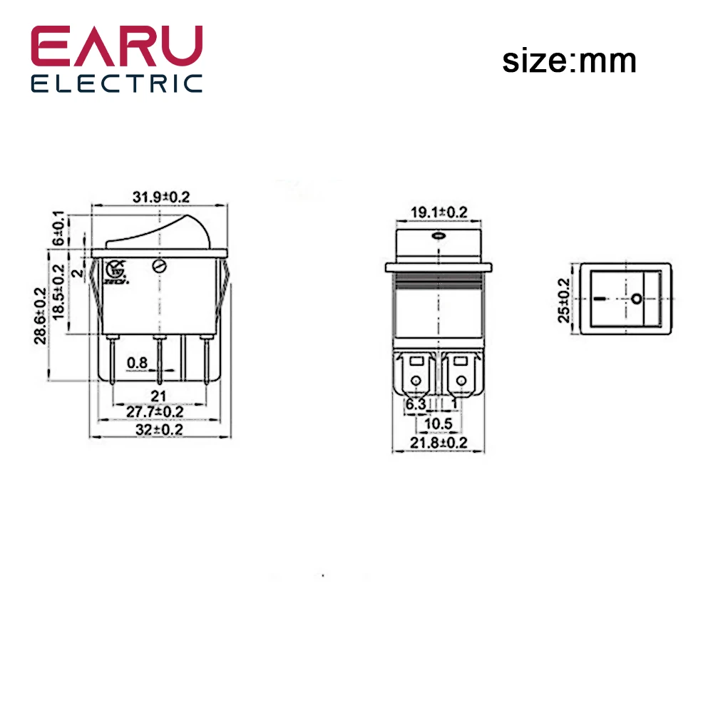 Color: Yellow - Latching Rocker Switch Power Switch I/O 4 Pins With Light 16A 250VAC 20A 125VAC KCD4 DPST Red Yellow Green Blue Black Boat