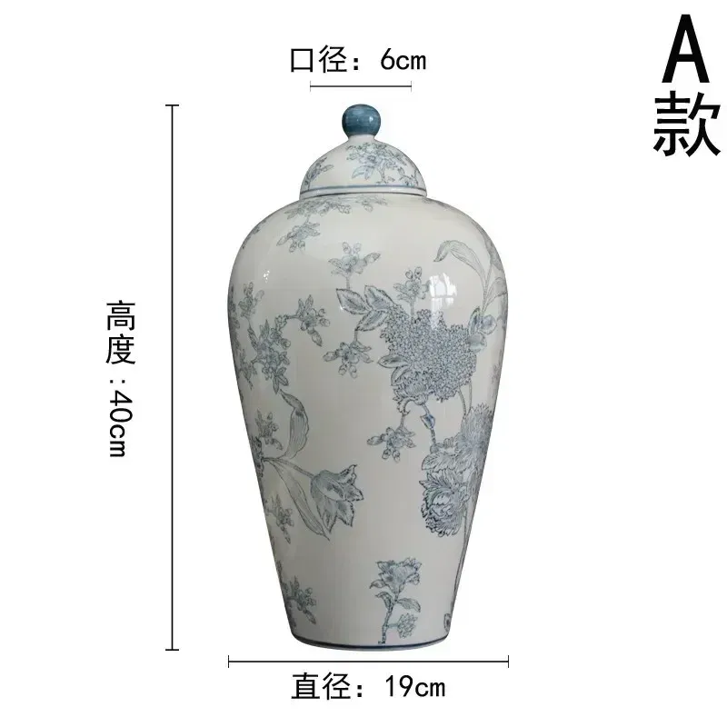 Color: Orange - Jingdezhen-Antique Ceramics Vases Blue and White Porcelain Ornaments Flower Arrangement, Zen Style, Modern, Handmade Production