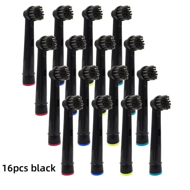 Color: Red - Bamboo Charcoal Bristles Replacement Brush Heads For Oral B Electric Toothbrush Efficient Tooth Cleaning SB-17A Black Brush Head