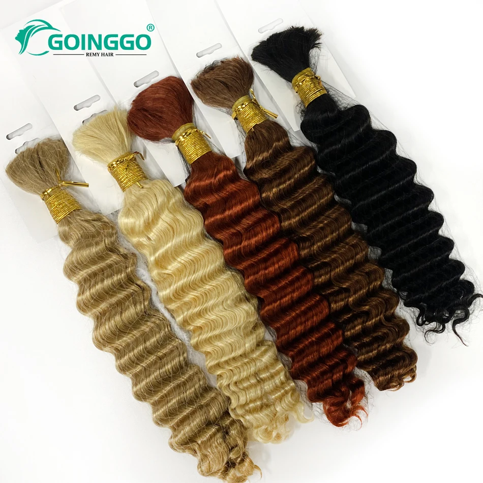 Color: T4/27/30, Stretched Length: 18inches - Pre-Colored Brazilian Deep Wave Bulk Human Hair No Weft Remy Bulk Human Hair 14 To 28 Inch Bulk Hair Extension Crochet Braids