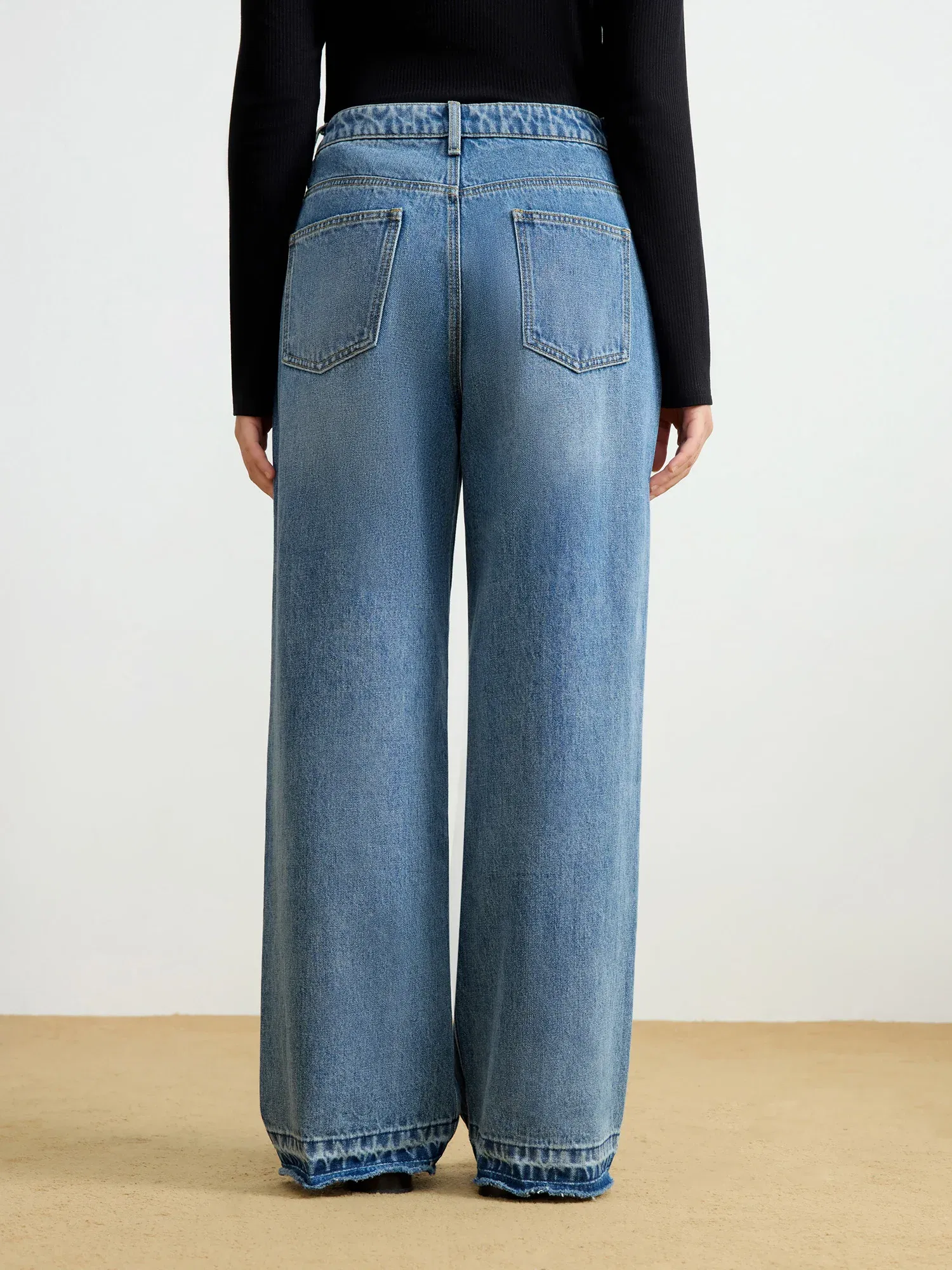 Color: Blue, Size: M - DUSHU Women's Classic All-match Straight Jeans Women's 2025 Spring New Holiday Casual Fashion High Waist Trousers 25DS81041