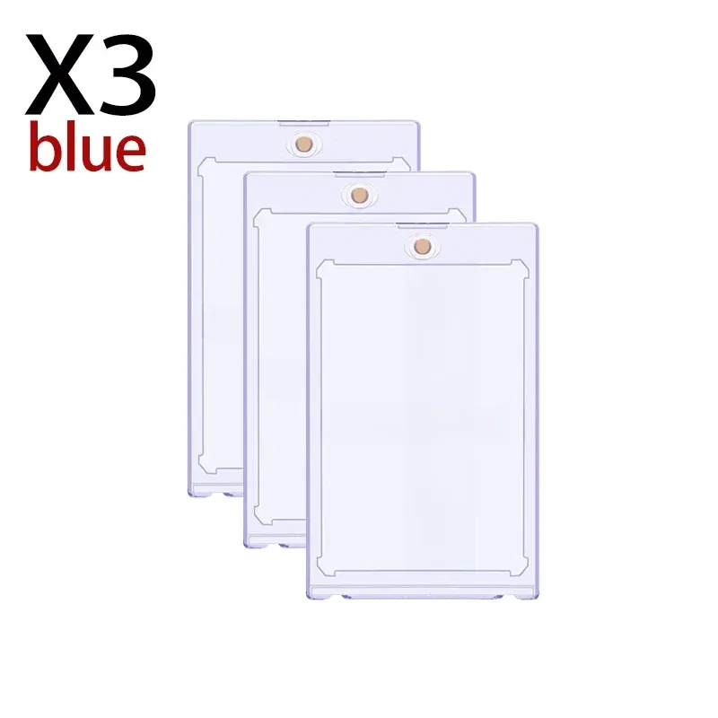Color: Blue - 10-1Pcs 35PT Hard Magnetic Card Holder for Kpop Idol Photo Cards Protective Sports Trading Card Toploaders Sleeves Display Case