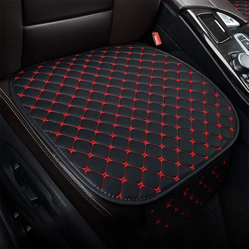 Color Name: black - Car Seat Cover PU Leather Universal Seat Cushion Minimalism Auto Chair Protective Cover Auto Protector Pad with Storage Pocket