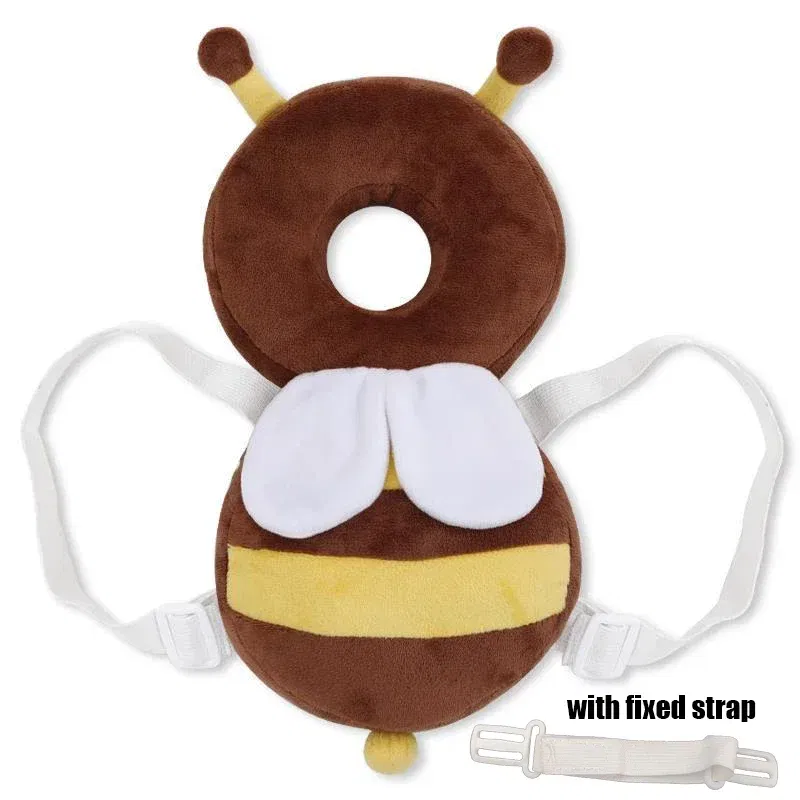 Color: black - Head Back Protector Baby Protect Pillow Learn Walk Headgear Prevent Injured Safety Pad prevention Fall Cartoon Bee Kids Pillows