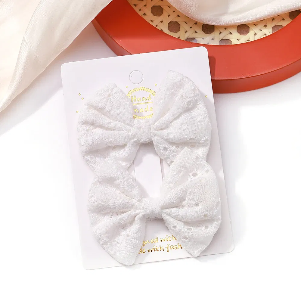 Color: Coffee - 2Pcs/Set Solid Color Kids Bows Hair Clips for Baby Girls Handmade Plaid Bowknot Hairpin Barrettes Photograph Hair Accessories