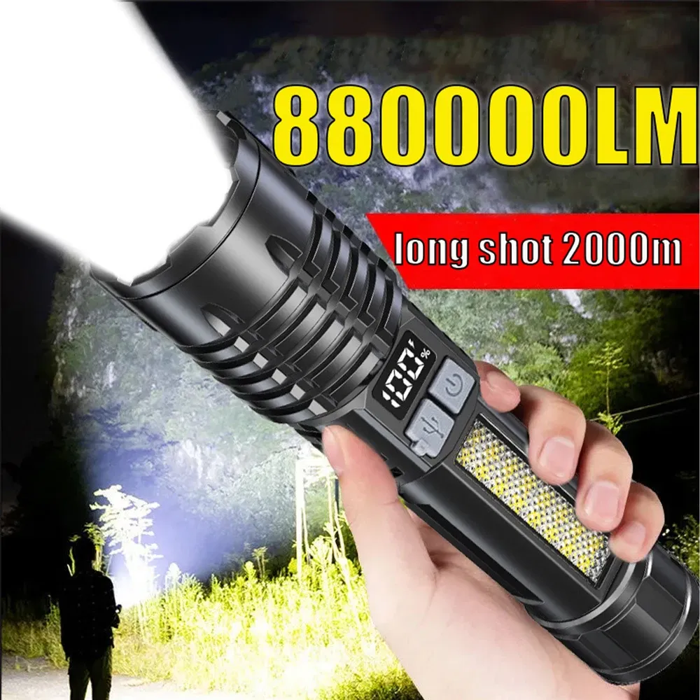 High Power Led Flashlight Rechargeable Tactical Torch Built-In Battery Hand Lamp Long Shot For Camping