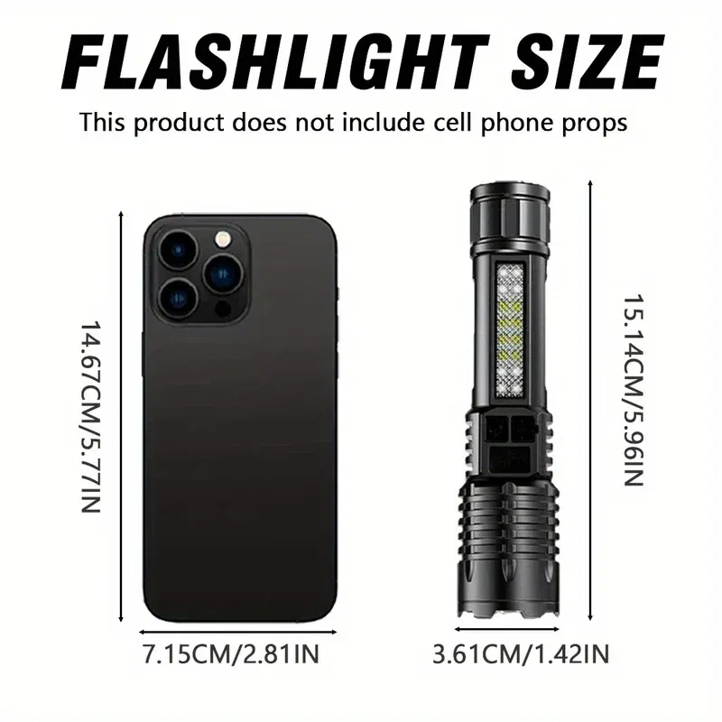 High Power Led Flashlight Rechargeable Tactical Torch Built-In Battery Hand Lamp Long Shot For Camping