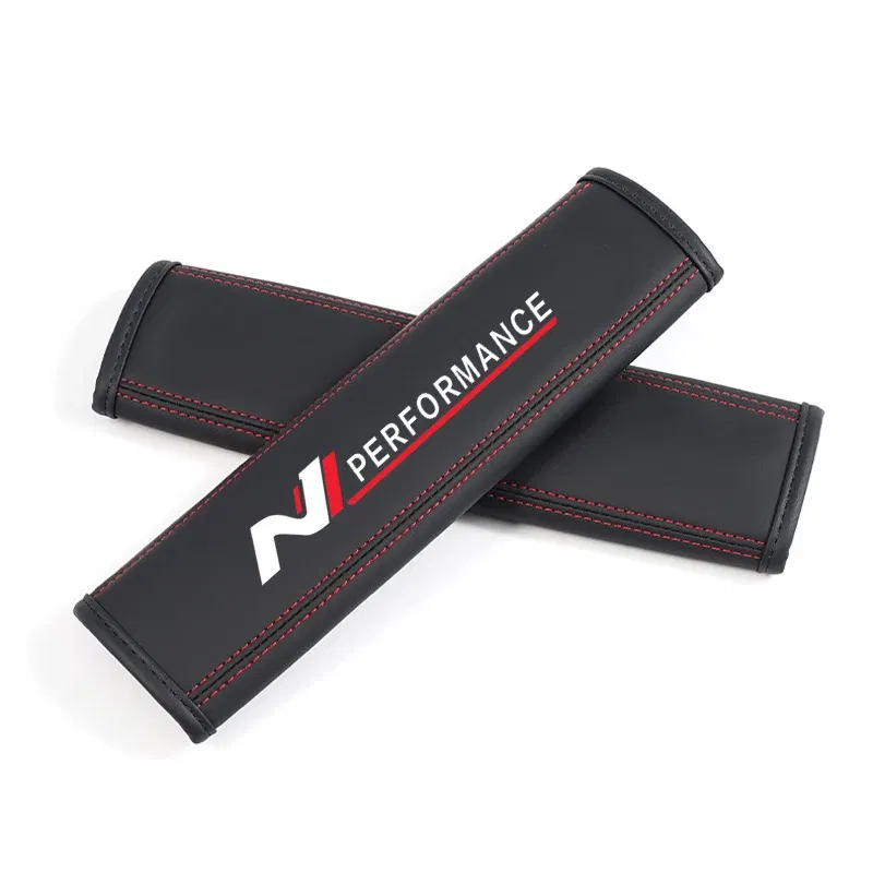 Color Name: black - Car Seat Belt Nappa Leather Safety Belt Shoulder Covers For Hyundai N Performance i30 i20 Elantra Tucson Kona Sonata Kona 2023