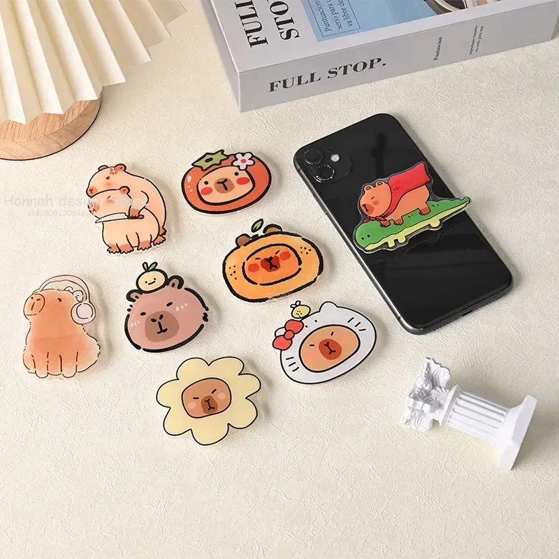 Color: green - Korean Cute Capibara Kapibara Griptok Guinea Pig Phone Holder Flower Grip Tok Stand Bracket Universal Support For iPhone Samsung