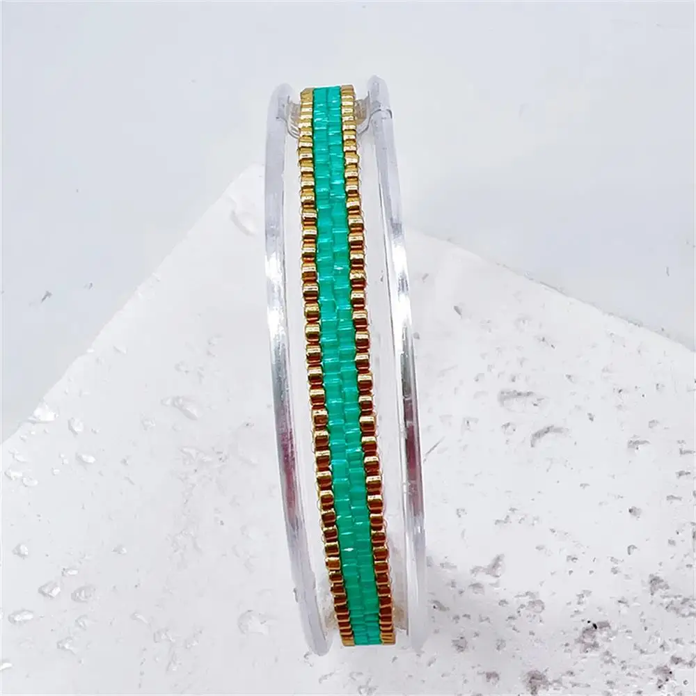 Metal Color: Light Yellow Gold Color, Length: 16cm - BLUESTAR Bohemia Multilayer Weave Bracelets For Women Miyuki Beads Adjustable Stainless Steel Chain Bracelet Charm Jewelry Gift