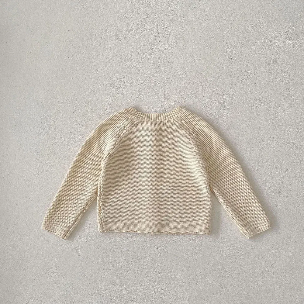 Color: Beige, Kid Size: 18M - 0-3 Y Autumn Baby Girls Clothes Animal Embroidery Sweaters Beige Knitwear O Neck Cardigans