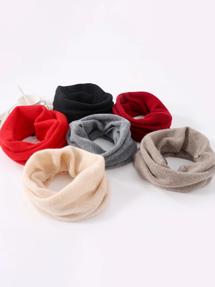 Color: wine red, Size: One Size - 100% Merio Wool Neck Warmer Women Winter Warm Fashion Hollow Out Cover Tube Scarf Ear Face Mask False Collar Autumn Headband