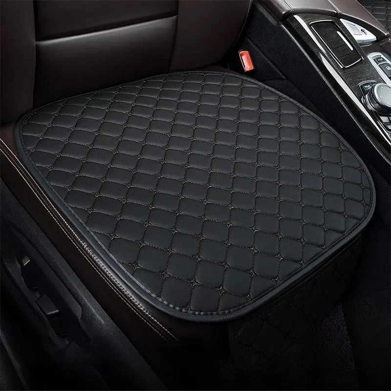 Color Name: army green - Car Seat Cover PU Leather Universal Seat Cushion Minimalism Auto Chair Protective Cover Auto Protector Pad with Storage Pocket