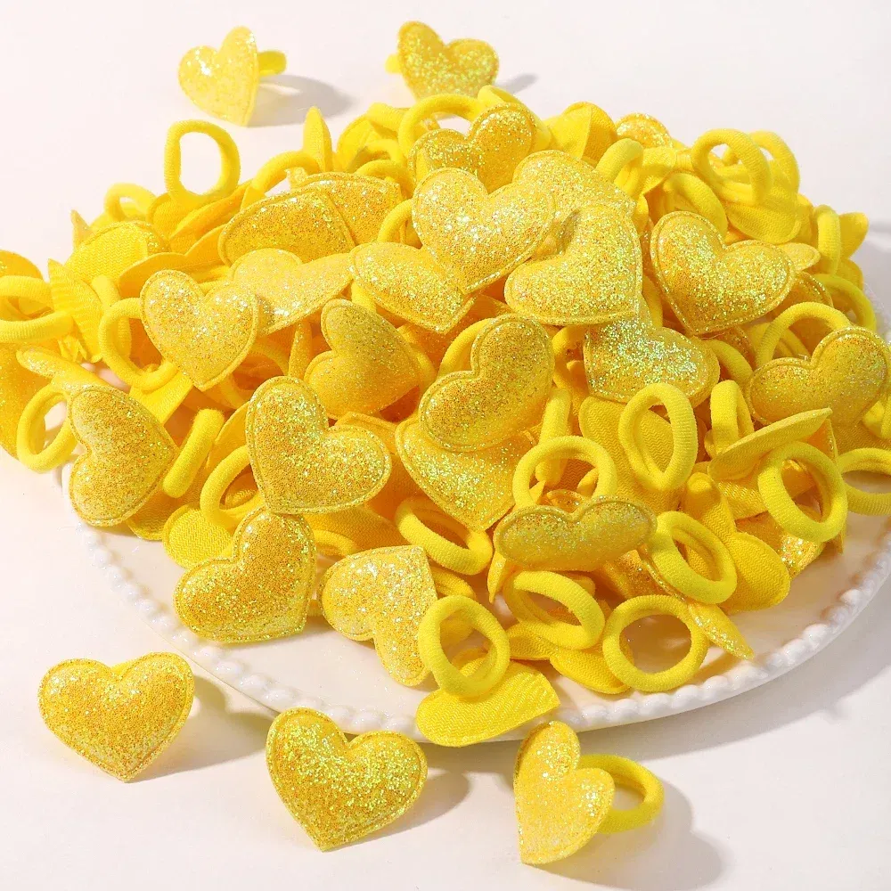 Color: camel - 10pcs Love Star Kids Hair Loop No Harm Hair Towel Loop Head Rope Cartoon Ponytail Holder Rubber Band Girls Hair Accessories
