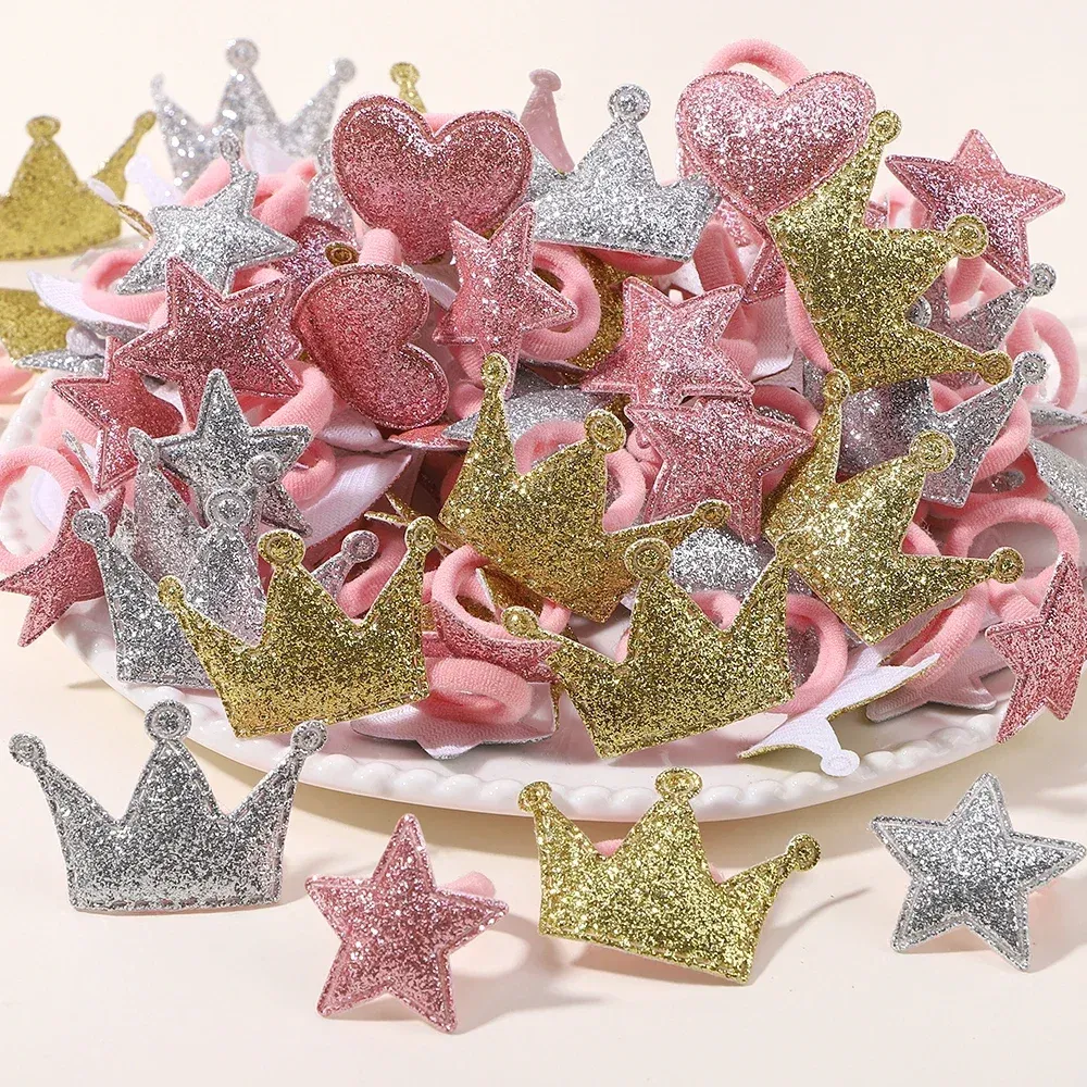 Color: camel - 10pcs Love Star Kids Hair Loop No Harm Hair Towel Loop Head Rope Cartoon Ponytail Holder Rubber Band Girls Hair Accessories