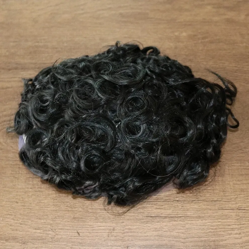 Toupee Color: 1740#, Toupee Density: 110%, Length: 6 inches, Toupee Size: 6x9, Toupee Design: free - 20MM Curly Brown Black Super Durable Mono Lace&Pu Mens Toupee Wig Human Hair 15mm Capillary Prosthesi Weave Replacement For Male