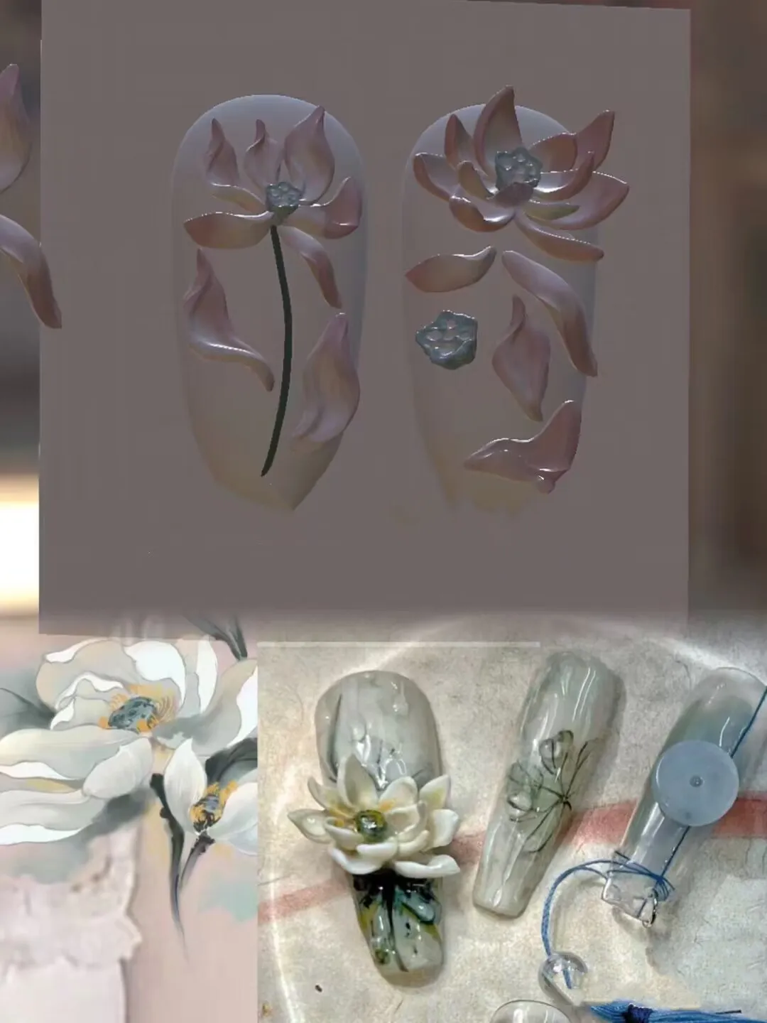 Color: transparent - 1pc Marine Jellyfish Lace Ice Flowers 3D Acrylic Nail Mold Nail Art Silicone Stamping Plates Nail Accessories