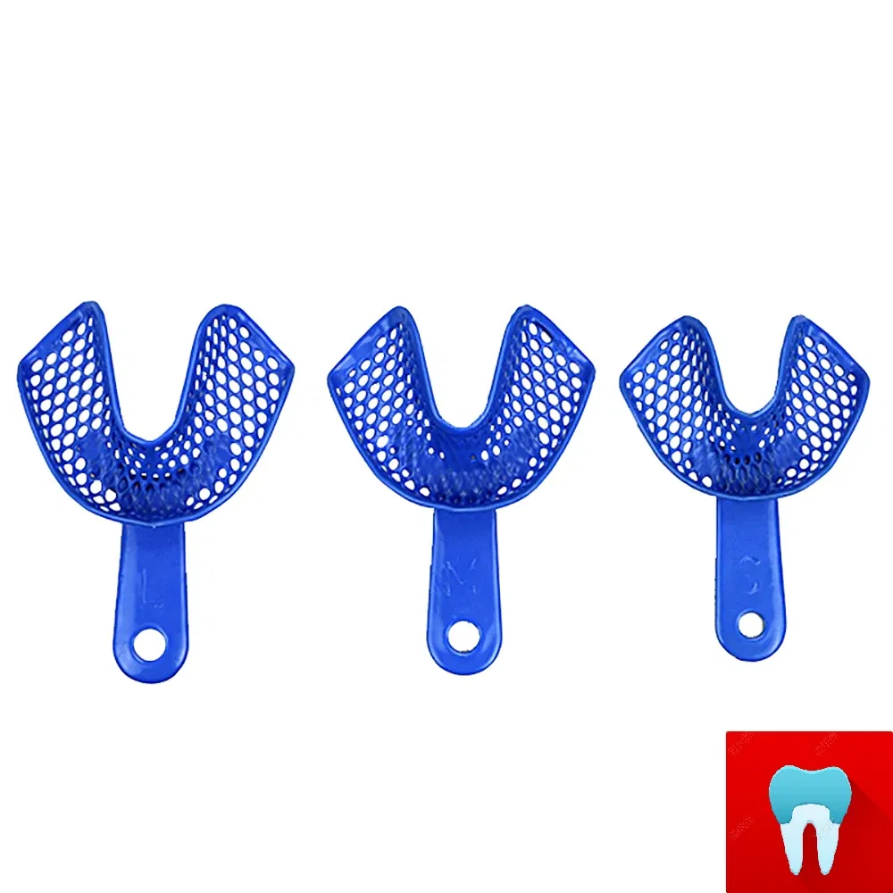 Color: Silver - Dental Impressions Tray Plastic-Steel Teeth Holders Dentistry Instrument Oral Hygiene Dentist Materials Dental Trays Tools