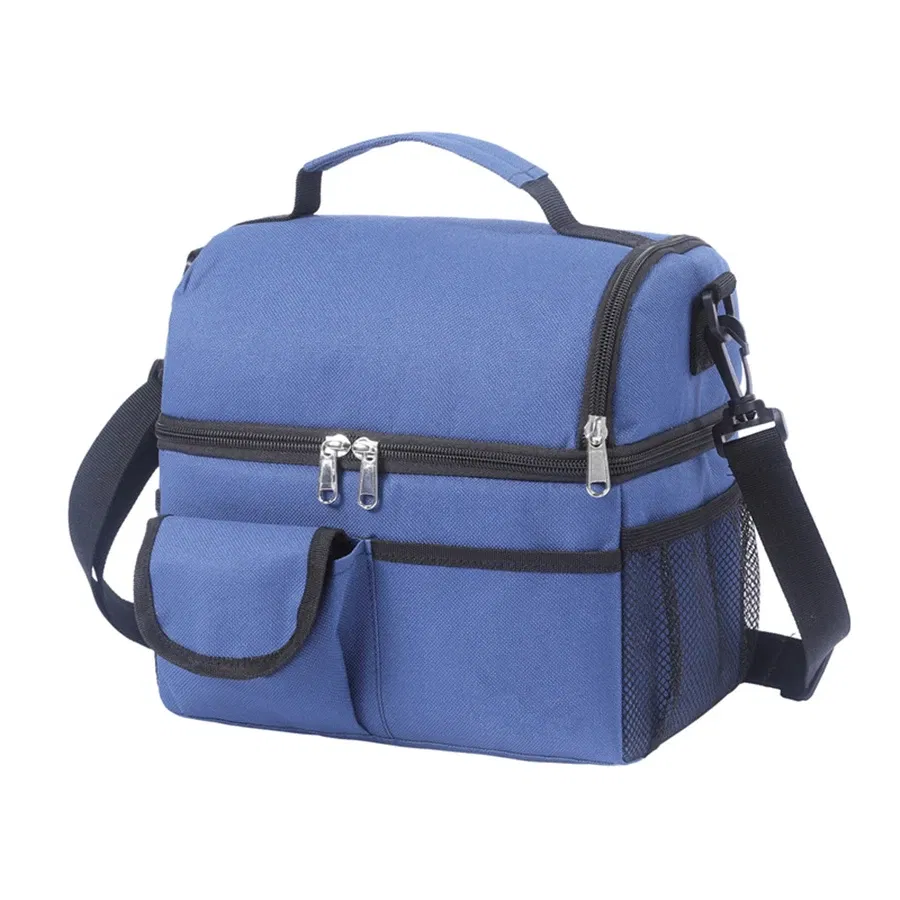 Color: Blue - 10L Portable Thermal Lunch Bag Food Box Durable Waterproof Office Cooler Lunch Box Ice Insulated Case Camping Oxford Dinner Bag