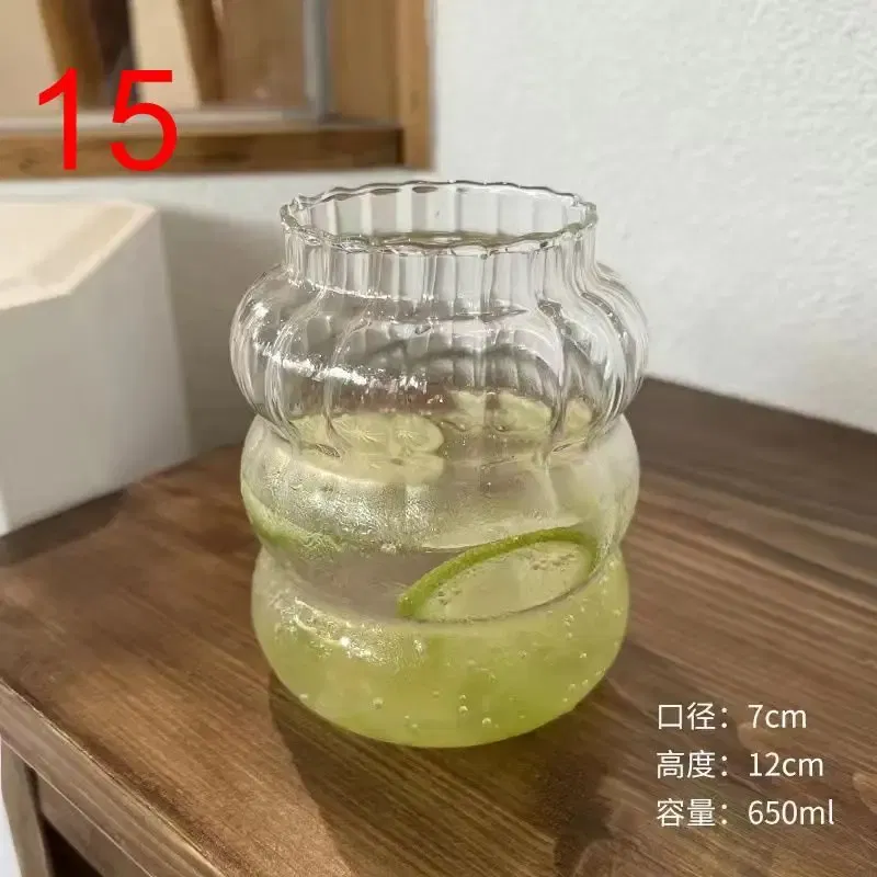 Color: Burgundy, Capacity: 301-400ml - Transparent Heat Resistant Glass Coffee Mug Glass Latte Cup Breakfast Mug Milk Water Cocktail Glass Cup Beer Drinking Glasses