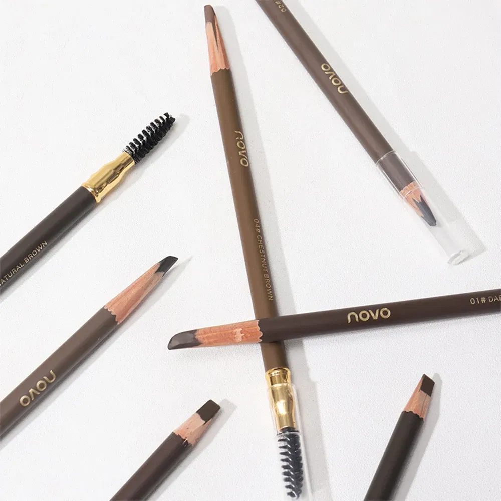 Color: Light Grey - Waterproof Eyebrow Pen with Brush 7 Colors Natural Lasting Non-caking Eyebrow Pencil Outlining Wild Brow Korean Makeup Cosmetics