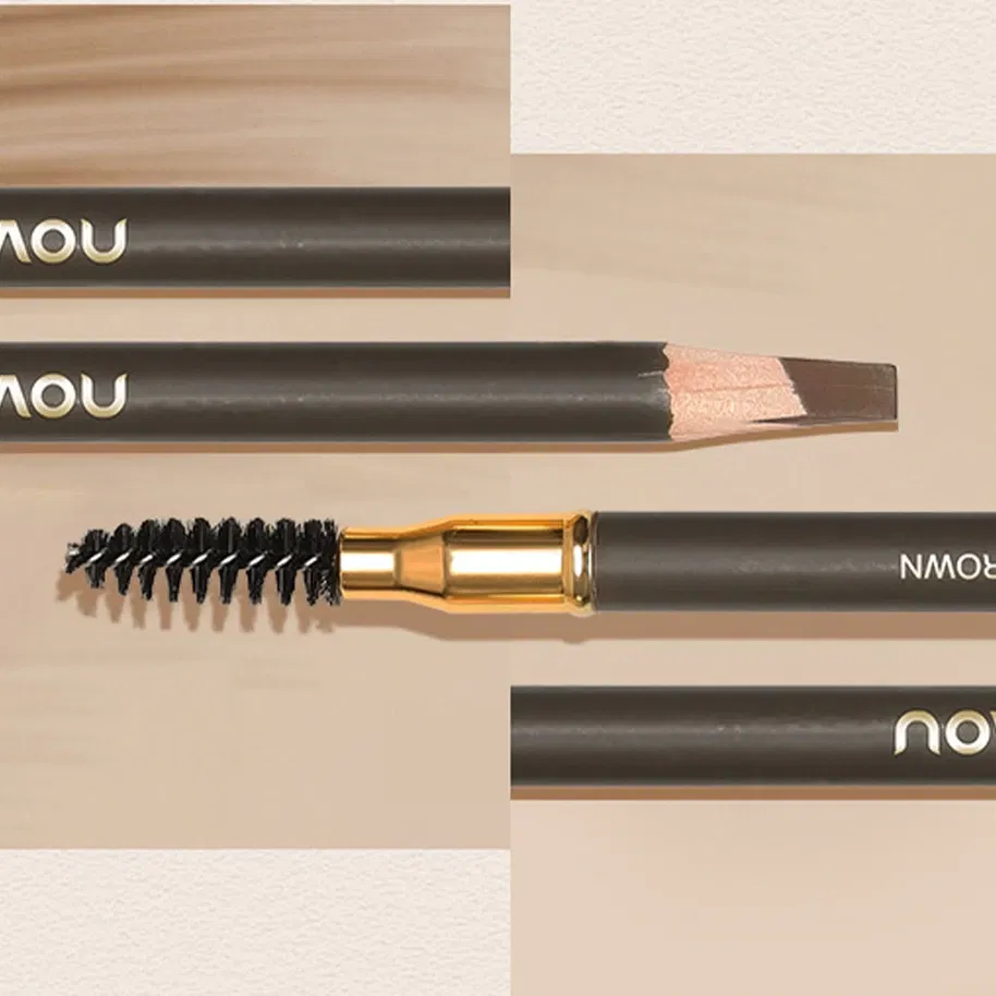 Color: Light Grey - Waterproof Eyebrow Pen with Brush 7 Colors Natural Lasting Non-caking Eyebrow Pencil Outlining Wild Brow Korean Makeup Cosmetics