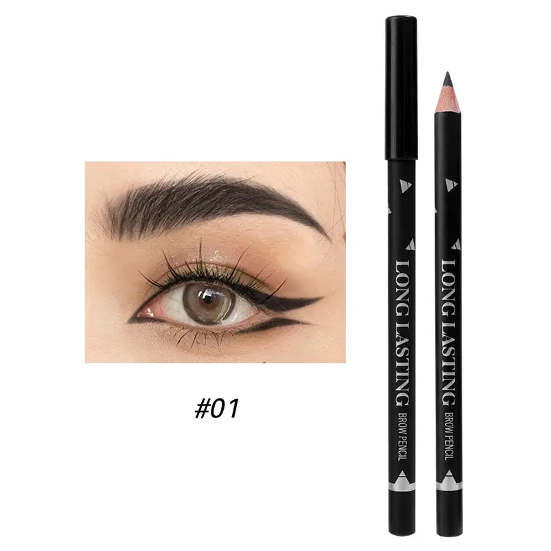 Color: Light Grey - Waterproof Eyebrow Pen with Brush 7 Colors Natural Lasting Non-caking Eyebrow Pencil Outlining Wild Brow Korean Makeup Cosmetics