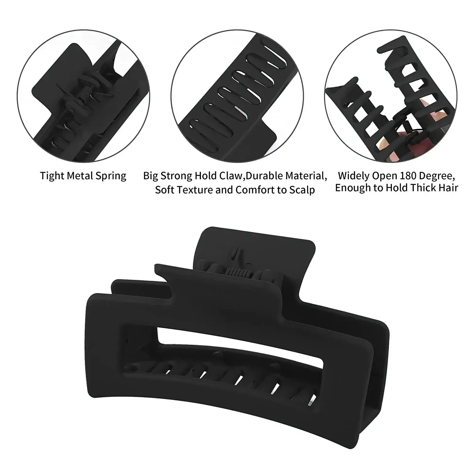 Color: Dark Grey - Korean Large Claw Clips Women Plastic Claw Clips Black Matte Clip Hair Claw Non-slip Crab Hairpins Fashion Beach HairAccessories