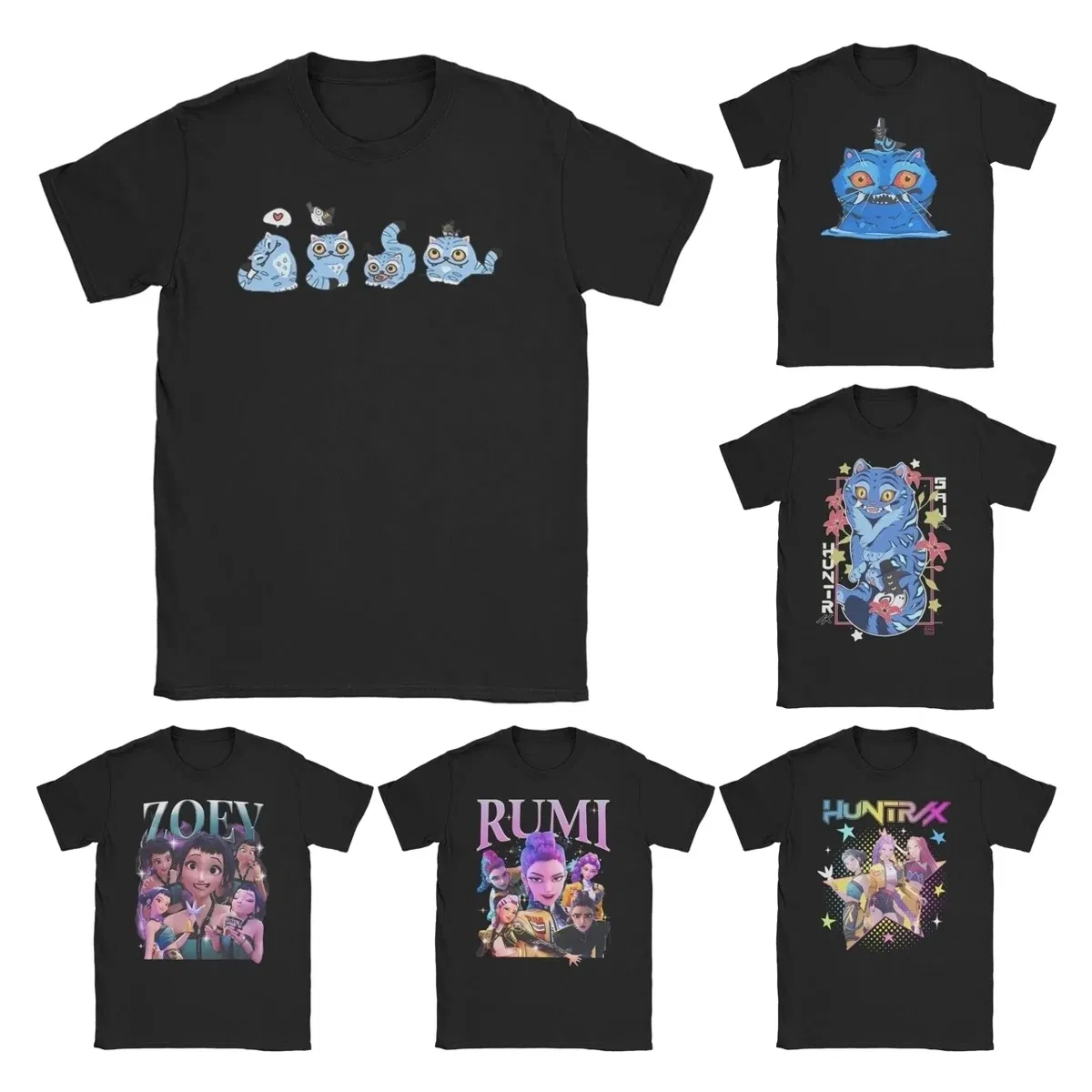 Color: Pink, Size: S - Derpy Tiger Cat T Shirt Men Women's Cotton Unique T-Shirt Round Collar Huntrix Kpop Demon Hunters Tees Short Sleeve 4XL 5XL 6XL