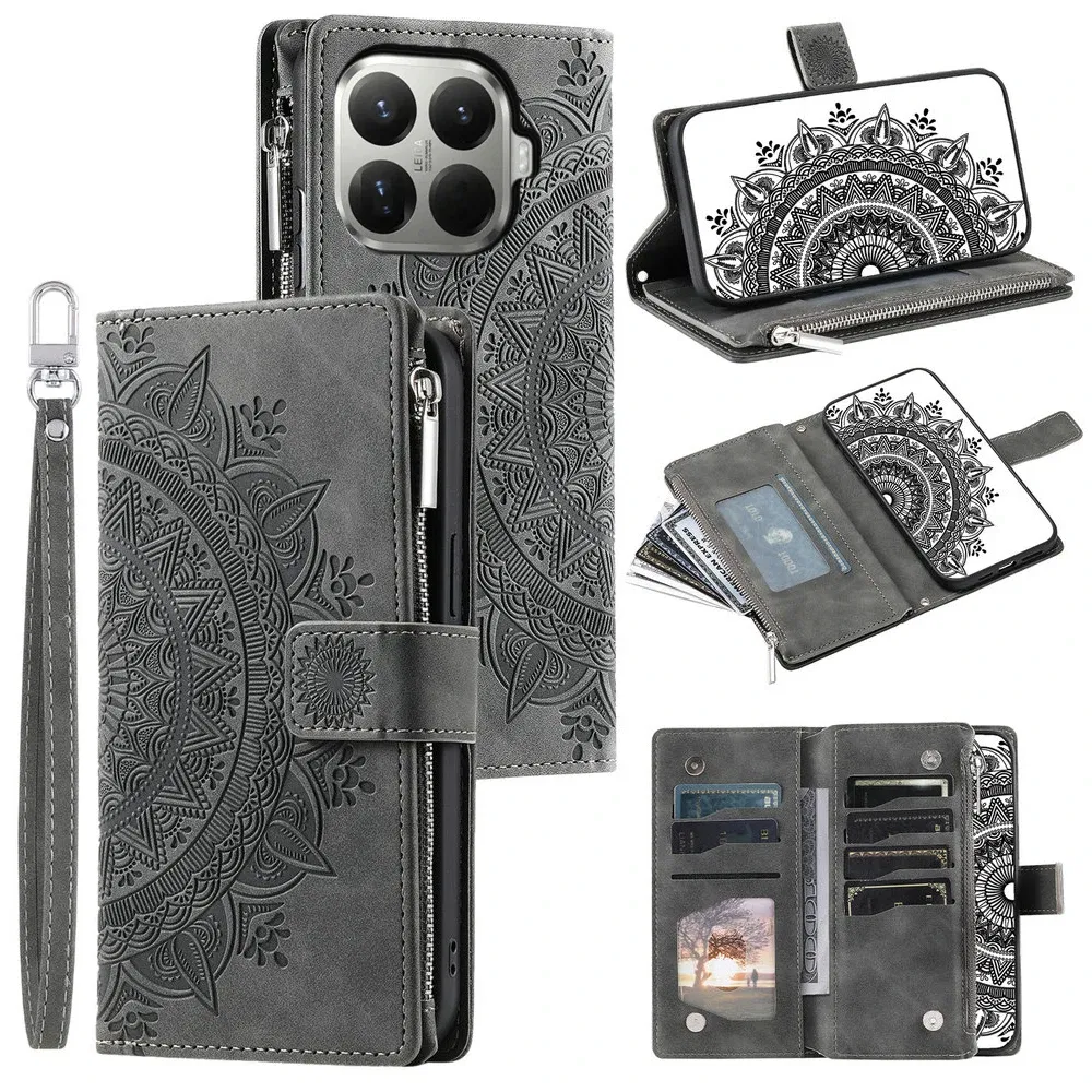 Color: Dark Blue, Bundle: Case & Strap, Compatibility by Model: Xiaomi 15T - For Xiaomi 15T Pro 5G 2025 Leather Wallet Case 8-Card Crossbody Bag Funda Xiaomi 15T Pro Case Mi 15T 15 T T15 15TPro Phone Cover
