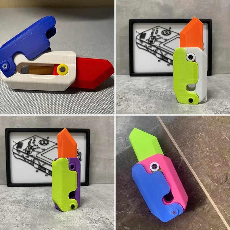 Color: DEEP BLUE, Ships From: CHINA - Gravity Folding Claw Knife Radish Knife 3d Printing Gravity Knife Small Radish Knife Push Card Decompression Fidget  Mini Toy