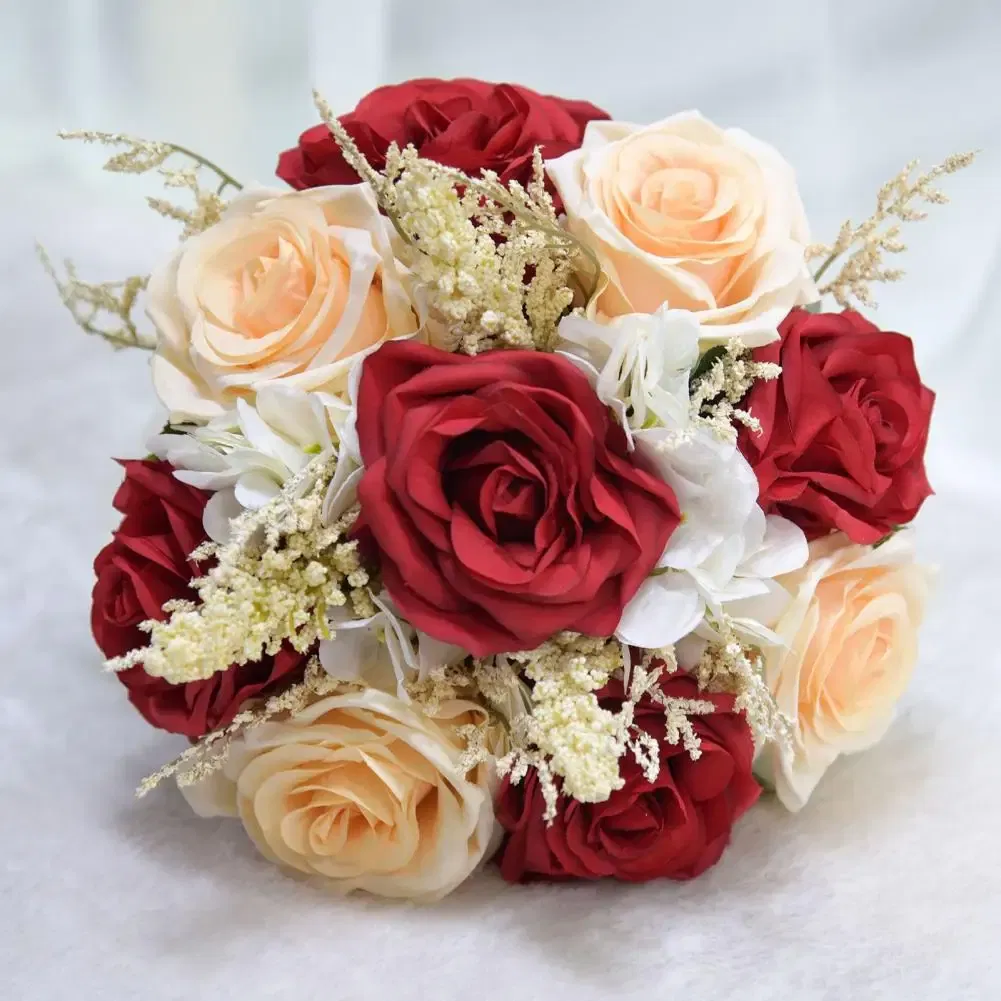 Color: Blue, Ships From: CHINA - Non-fading Artificial Rose Realistic Reusable Wedding Artificial Rose Bouquet with Ribbon Bowknot Green Leaves Elegant