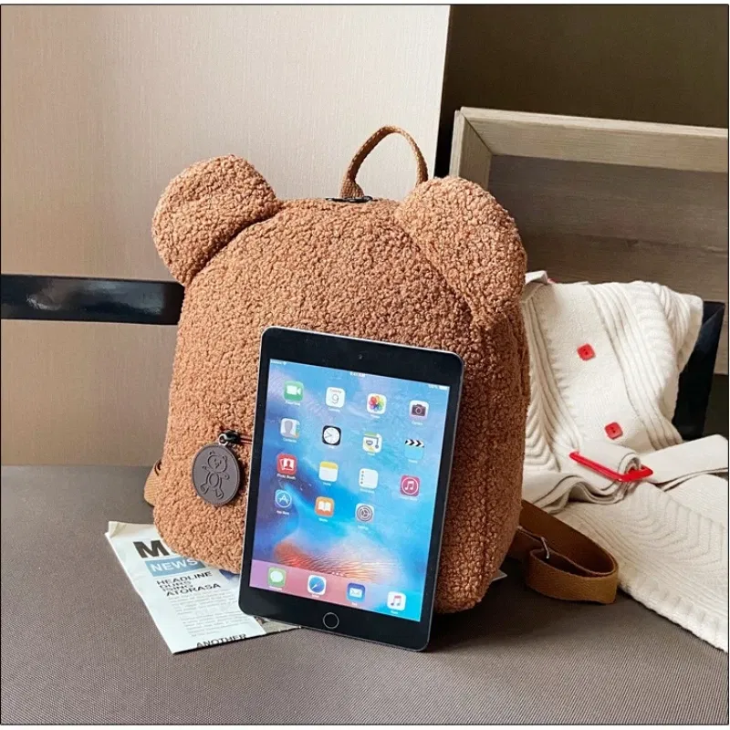 Color: Black - Bear Backpacks Portable Children Travel Shopping Rucksacks Women's Cute Bear Shaped Shoulder Backpack