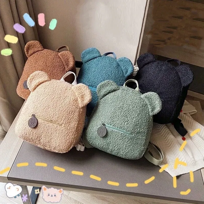 Color: Black - Bear Backpacks Portable Children Travel Shopping Rucksacks Women's Cute Bear Shaped Shoulder Backpack