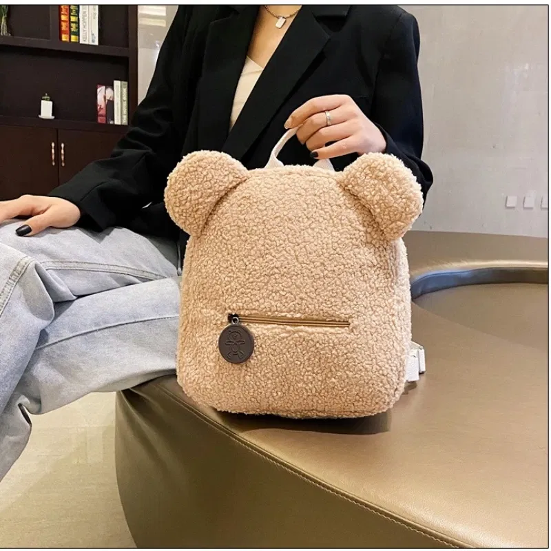 Color: Black - Bear Backpacks Portable Children Travel Shopping Rucksacks Women's Cute Bear Shaped Shoulder Backpack