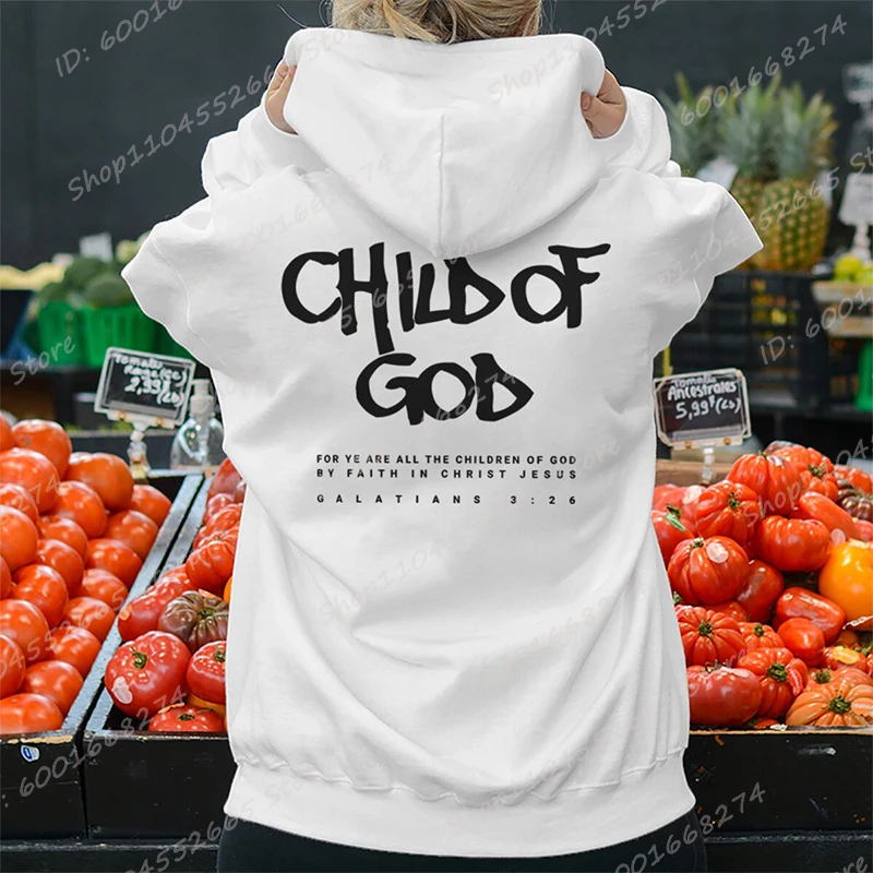 Color: PURPLE, Size: S - I Am A God Child Letter Print Hoodies Christian God Sweatshirts Hooded Pullover Pray The Lord Sweatshirt Women's Clothing