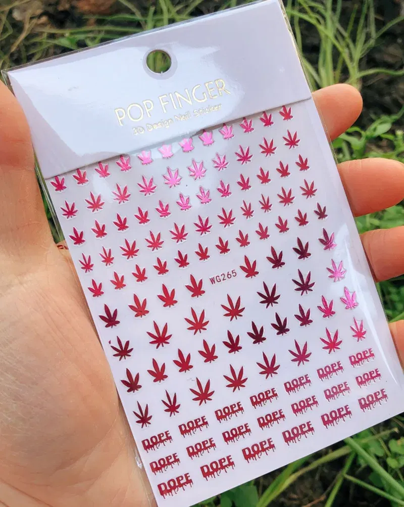 Color: Lavender - 1PCS New English Alphabet Nail Stickers Multi-Color Laser Reflective Nail Slider Art Cool Text Nail Kit