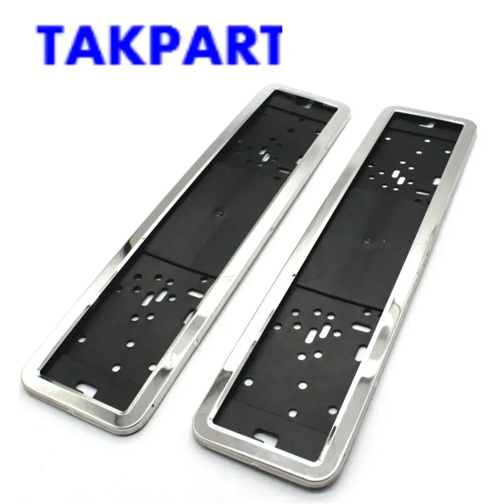 TAKPART 2 x Stainless Steel EU Number License Plate Bracket Frame Holder Front and Rear Eu Plate 52cm x 11cm