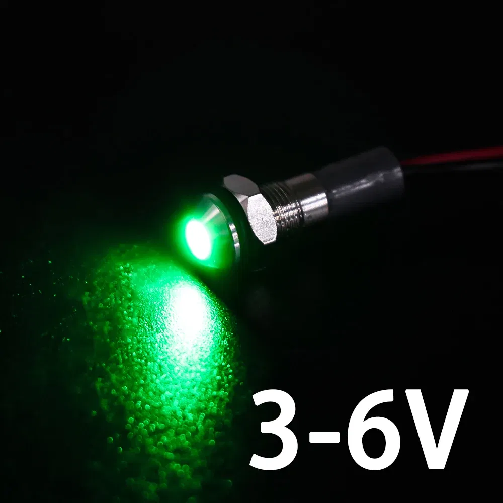 Color: Red - 1PC IP65 6mm LED Waterproof Metal Indicator Light Signal Lamp With Wire 5V 12V 24V 220V Red/Yellow/Blue/Green/White Metal Button