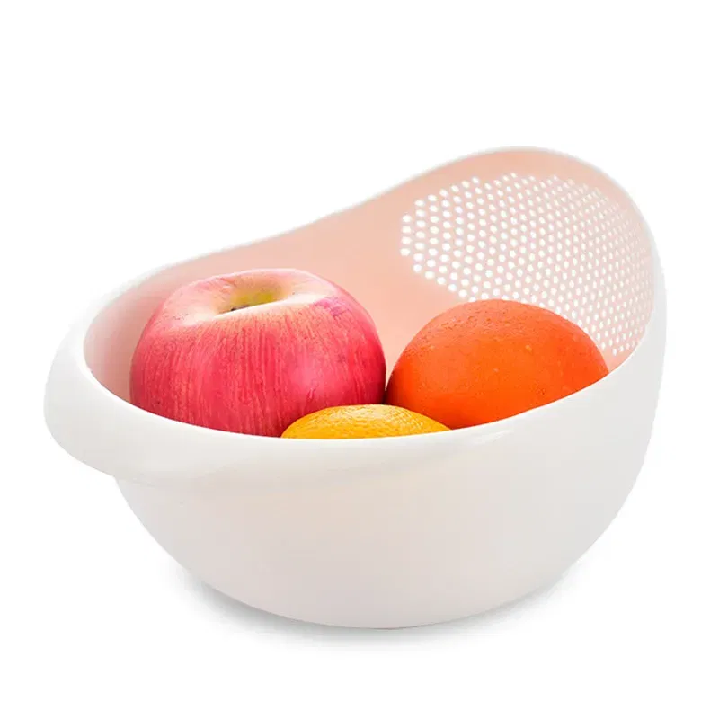 Color: Blue - Rice Sieve Plastic Colander Kitchen Drain Basket with Handles Rice Bowl Strainer Strainer Basket Sink Drain Kitchen Tools