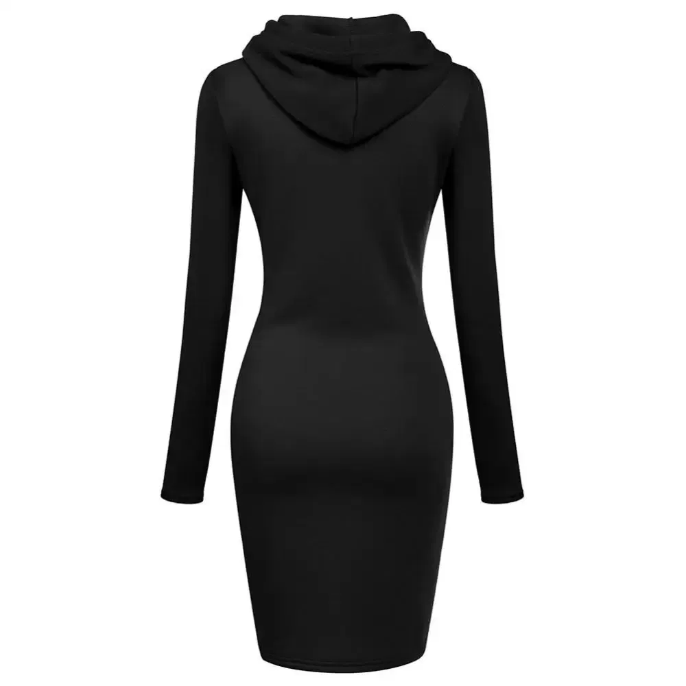 Color: black, Size: S - Ladies Dress Autumn Women Hooded Dresses Hoodies Women Sweatshirts Women Hoodies Dress Tops Ladies Clothing