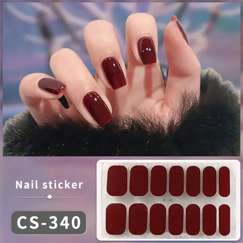 Color: Slate - DIY Gel Nail Stickers Cured-free Long-Lasting Solid Color Nail Strips Patch Slider Sticker Full Cover Decal Nail Manicure Patch